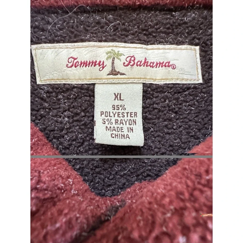 Tommy Bahama Men’s‎ Long Sleeves Fleece Shirt Button Down Burgundy Size XL
